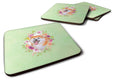 Akita Green Flowers Foam Coasters Set of 4 Cup Coasters for Indoor Outdoor, Tabletop Protection, Anti Slip, Mouse pad Material