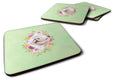 Bichon Frisé #1 Green Flowers Foam Coasters Set of 4 Cup Coasters for Indoor Outdoor, Tabletop Protection, Anti Slip, Mouse pad Material
