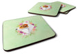 Jack Russell Terrier #2 Green Flowers Foam Coasters Set of 4 Cup Coasters for Indoor Outdoor, Tabletop Protection, Anti Slip, Mouse pad Material