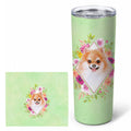 Pomeranian #1 Green Flowers Stainless Steel Skinny Tumbler 20 oz Vacuum Double Walled Reusable Insulated Travel Cup