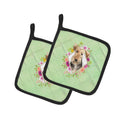 Airedale Terrier Green Flowers Pot Holder Set of 2 Heat Resistant Quilted Hot Pads 7.5 x 7.5 Inch, Insulated Kitchen Trivets for Cooking & Baking