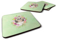 Shih Tzu Green Flowers Foam Coasters Set of 4 Cup Coasters for Indoor Outdoor, Tabletop Protection, Anti Slip, Mouse pad Material