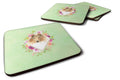 Collie Green Flowers Foam Coasters Set of 4 Cup Coasters for Indoor Outdoor, Tabletop Protection, Anti Slip, Mouse pad Material