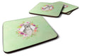 Blue Pit Bull Terrier Green Flowers Foam Coasters Set of 4 Cup Coasters for Indoor Outdoor, Tabletop Protection, Anti Slip, Mouse pad Material