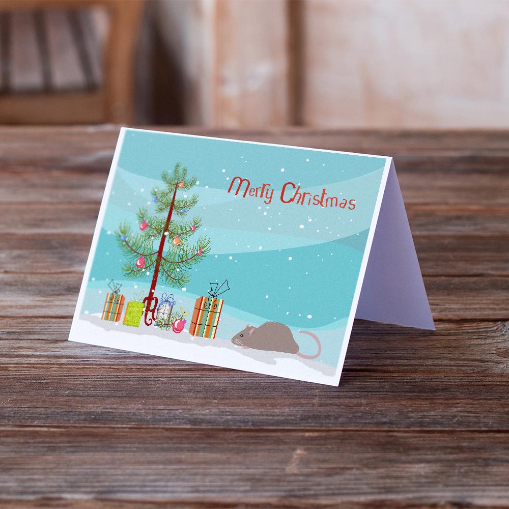 Satin Rat Merry Christmas Greeting Cards Pack of 8 Blank Cards with Envelopes Whimsical A7 Size 5x7