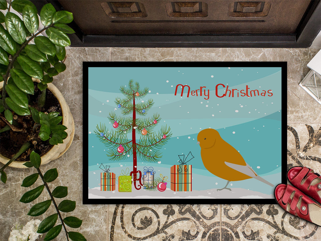 Norwich Canary Merry Christmas Doormat Indoor Outdoor 18H X 27W Front Door Mat Rugs for Entryway, Non Slip Washable