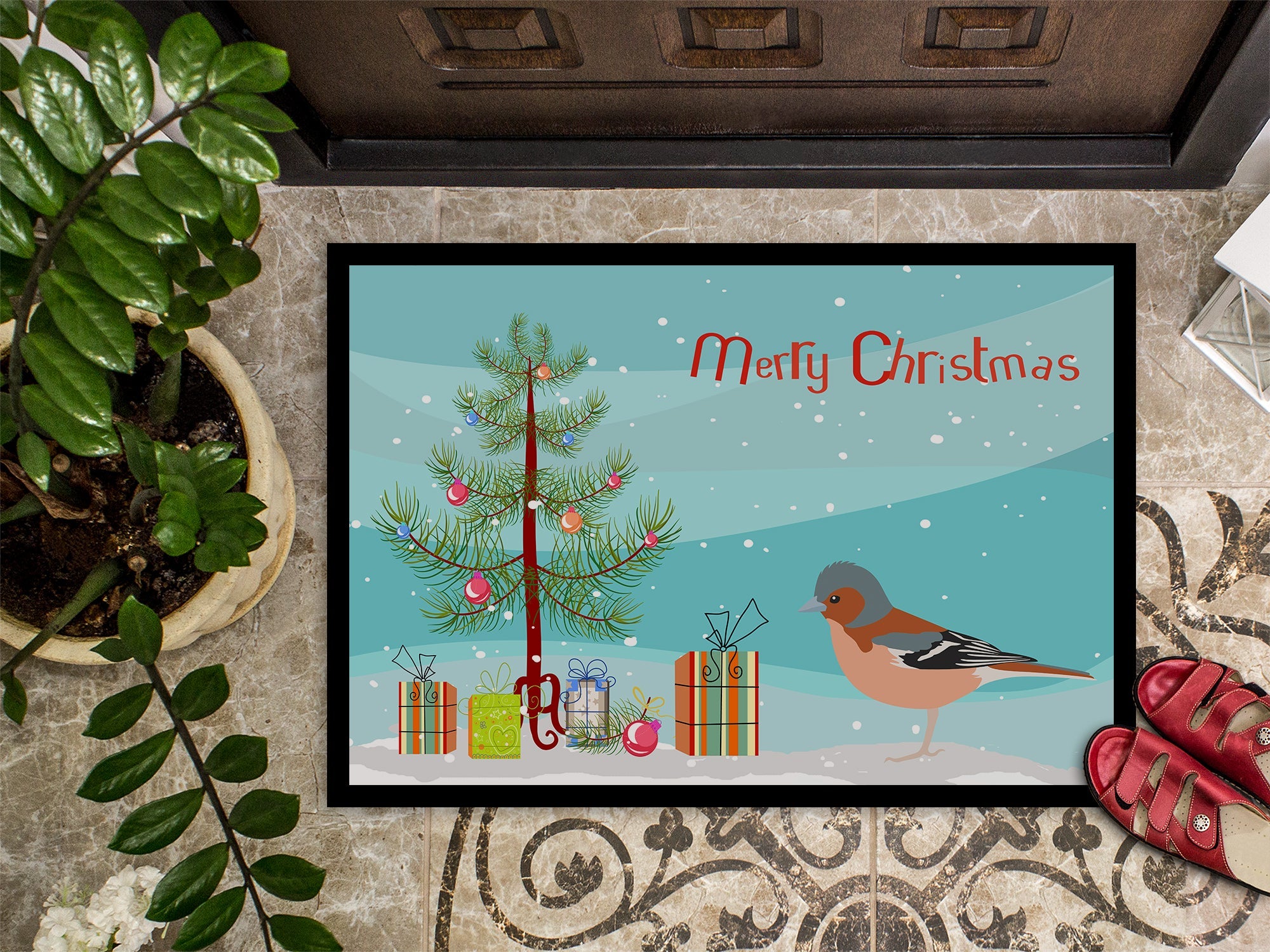Finch Merry Christmas Doormat Indoor Outdoor 24H X 36W Front Door Mat Rugs for Entryway, Non Slip Washable Low Pile,
