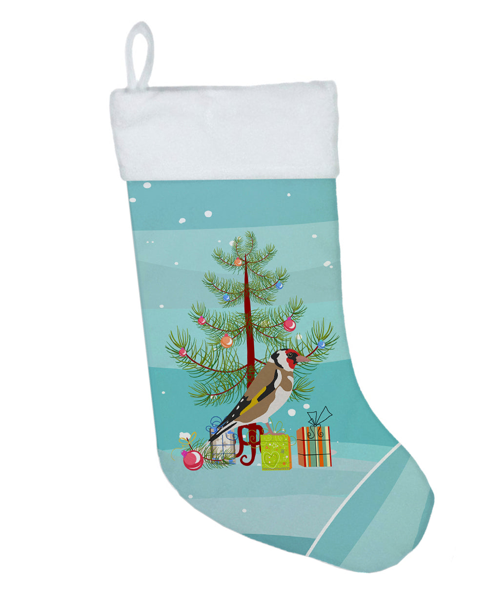 Gold Finch Merry Christmas Holiday Stocking Double-Sided Print, Polyester Suede,11x18, Made in USA