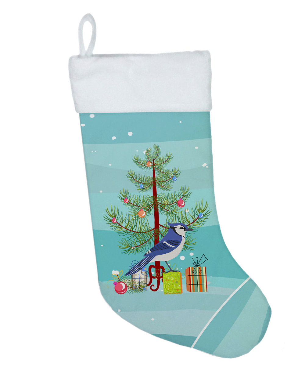 Jay Bird Merry Christmas Holiday Stocking Double-Sided Print, Polyester Suede,11x18, Made in USA