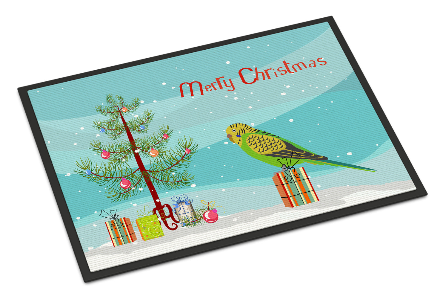 Budgerigar Merry Christmas Doormat Indoor Outdoor 24H X 36W Front Door Mat Rugs for Entryway, Non Slip Washable Low Pile,