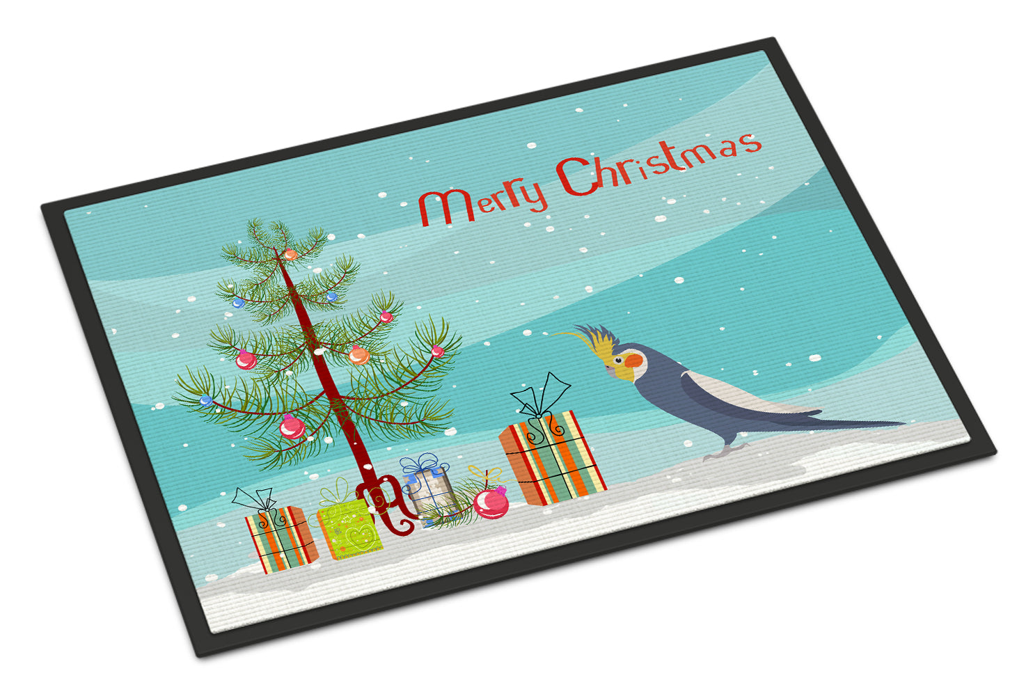 Cockatiel Merry Christmas Doormat Indoor Outdoor 24H X 36W Front Door Mat Rugs for Entryway, Non Slip Washable Low Pile,