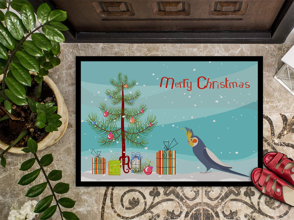 Cockatiel Merry Christmas Doormat Indoor Outdoor 24H X 36W Front Door Mat Rugs for Entryway, Non Slip Washable Low Pile,