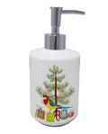 Rosella Merry Christmas Ceramic Soap Dispenser , Empty Refillable Hand Soap Pump Bottle for Bathroom Kitchen