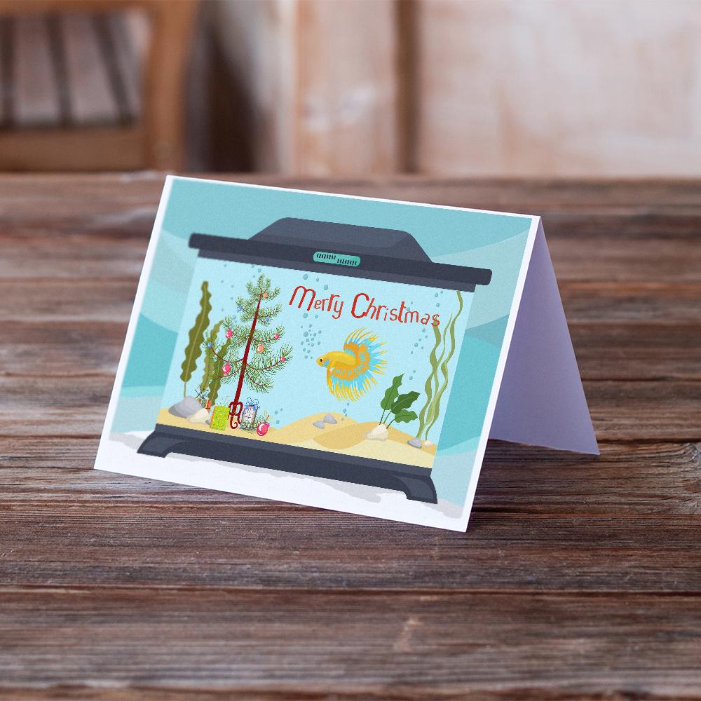 CrownTail Betta Merry Christmas Greeting Cards Pack of 8 Blank Cards with Envelopes Whimsical A7 Size 5x7