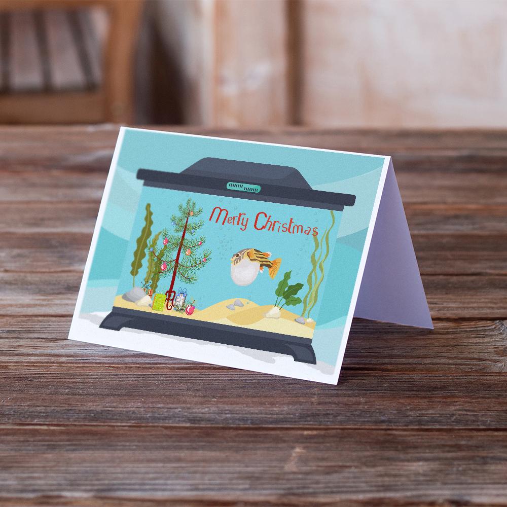Puffer Fish Merry Christmas Greeting Cards Pack of 8 Blank Cards with Envelopes Whimsical A7 Size 5x7