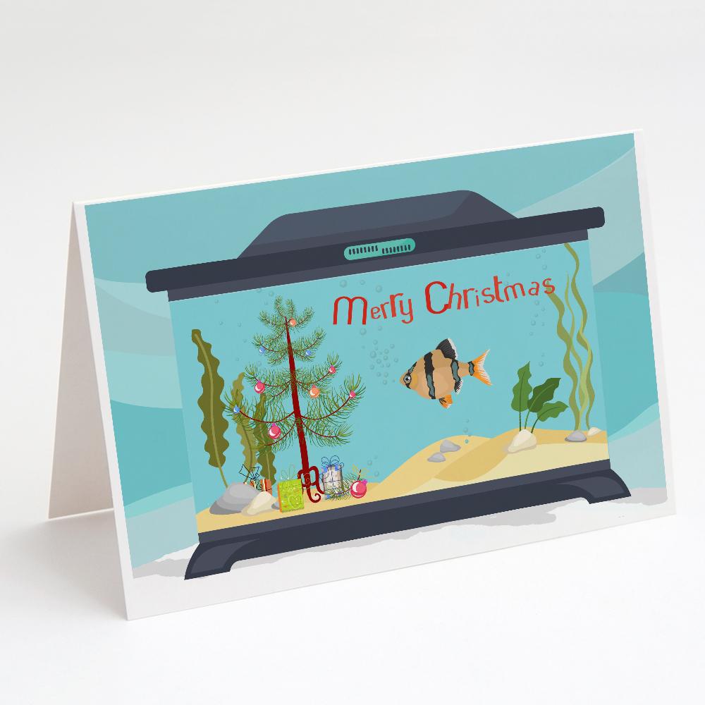 Tiger Barb Merry Christmas Greeting Cards Pack of 8 Blank Cards with Envelopes Whimsical A7 Size 5x7