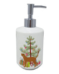 Red Abyssinian Cat Christmas Ceramic Soap Dispenser , Empty Refillable Hand Soap Pump Bottle for Bathroom Kitchen