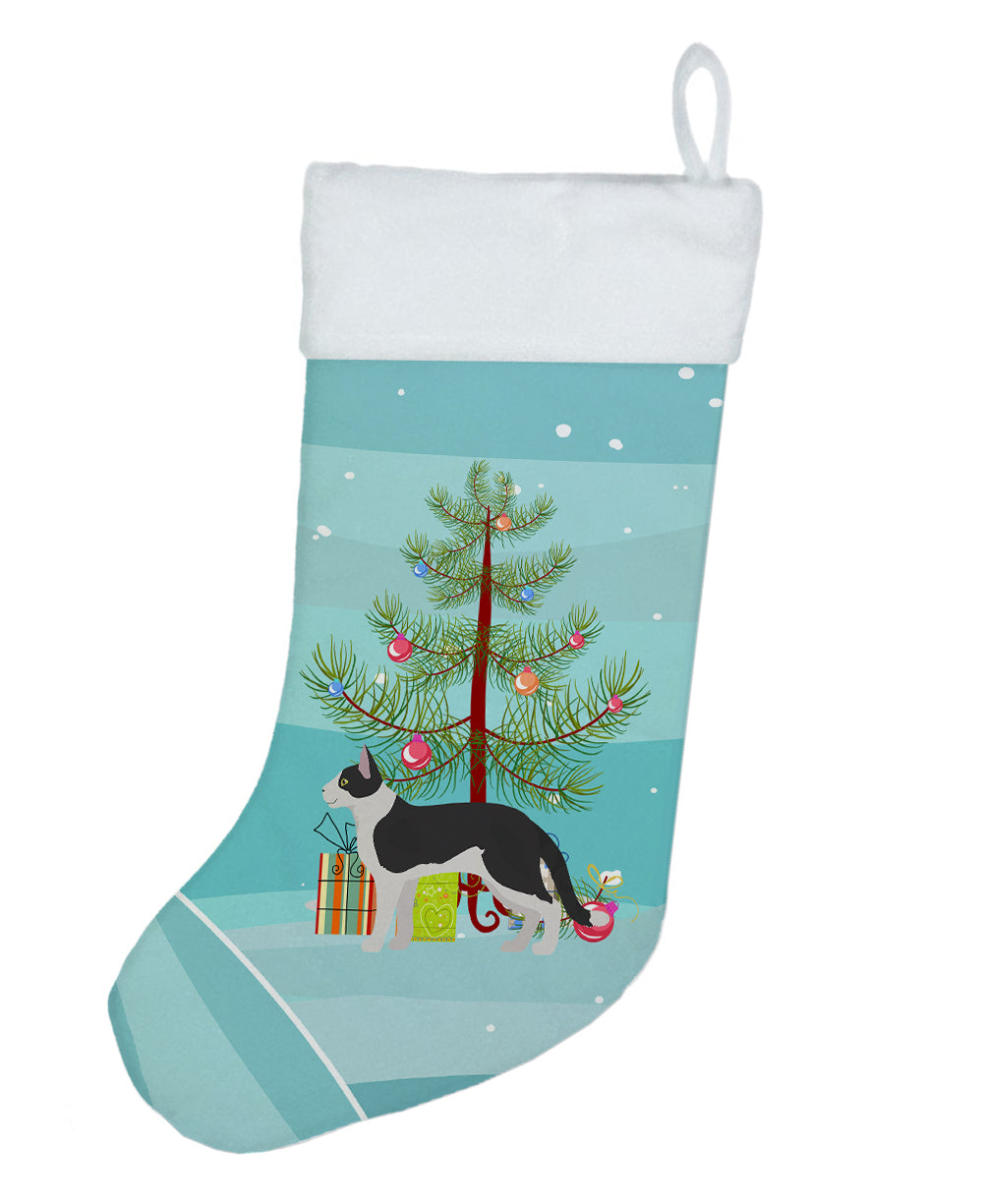 Bicolour Aegean Cat Christmas Holiday Stocking Double-Sided Print, Polyester Suede,11x18, Made in USA