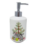 American Bobtail Cat Christmas Ceramic Soap Dispenser , Empty Refillable Hand Soap Pump Bottle for Bathroom Kitchen