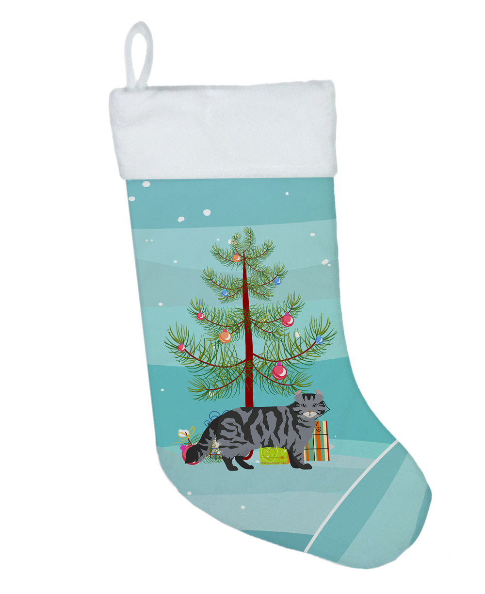 American Curl Cat Christmas Holiday Stocking Double-Sided Print, Polyester Suede,11x18, Made in USA