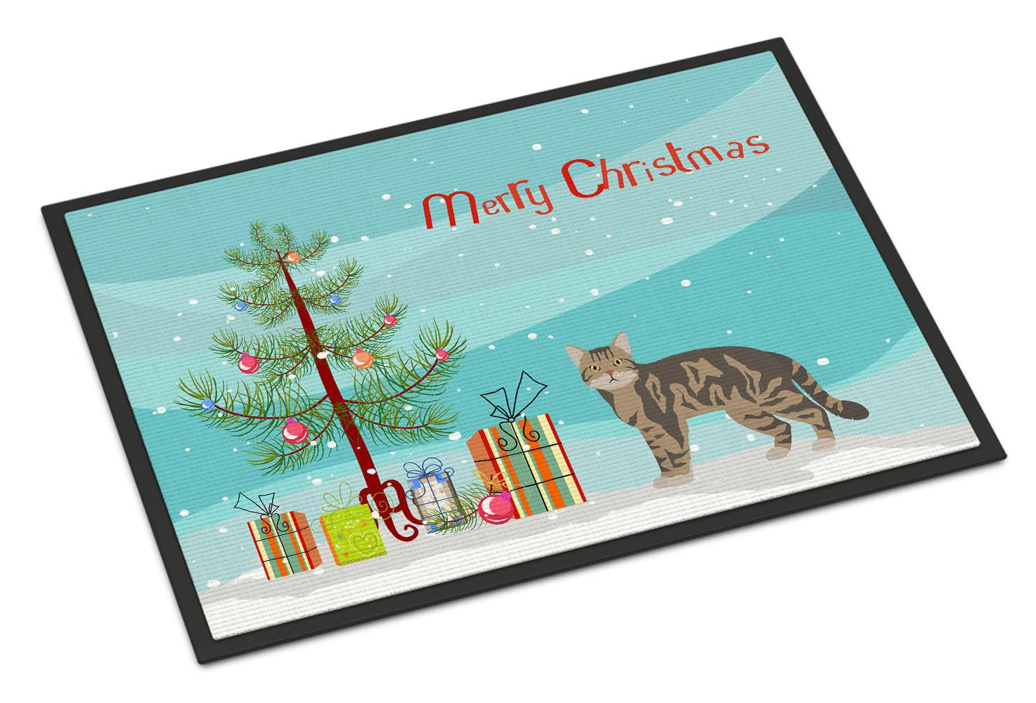 American Wirehair Cat Christmas Doormat Indoor Outdoor 24H X 36W Front Door Mat Rugs for Entryway, Non Slip Washable Low Pile,
