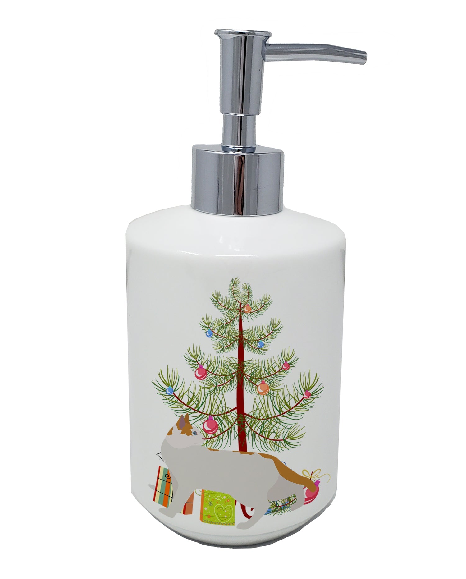 Arabian Mau Cat Christmas Ceramic Soap Dispenser , Empty Refillable Hand Soap Pump Bottle for Bathroom Kitchen
