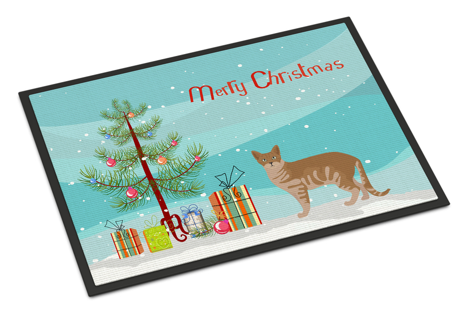 Australian Mist Cat Christmas Doormat Indoor Outdoor 24H X 36W Front Door Mat Rugs for Entryway, Non Slip Washable Low Pile,