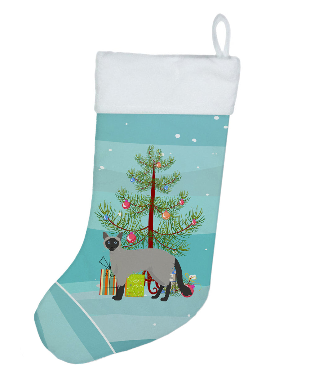 Balinese Cat Christmas Holiday Stocking Double-Sided Print, Polyester Suede,11x18, Made in USA