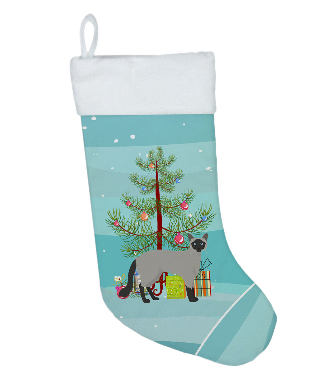 Balinese Cat Christmas Holiday Stocking Double-Sided Print, Polyester Suede,11x18, Made in USA