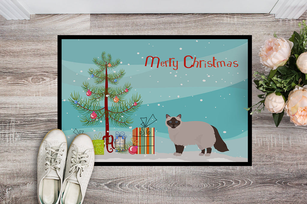 Birman Cat Christmas Doormat Indoor Outdoor 24H X 36W Front Door Mat Rugs for Entryway, Non Slip Washable Low Pile,