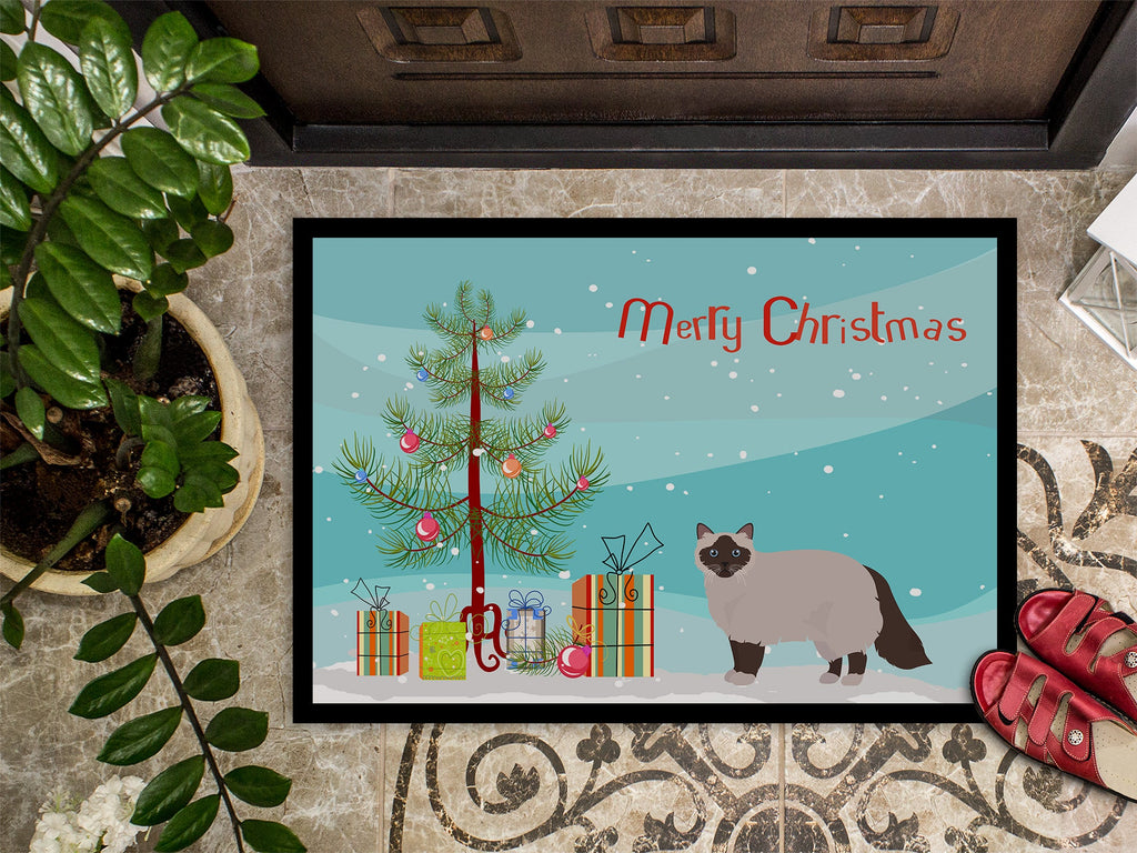 Birman Cat Christmas Doormat Indoor Outdoor 24H X 36W Front Door Mat Rugs for Entryway, Non Slip Washable Low Pile,