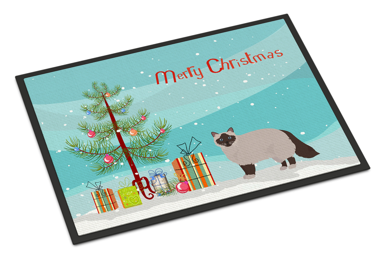 Birman Cat Christmas Doormat Indoor Outdoor 18H X 27W Front Door Mat Rugs for Entryway, Non Slip Washable