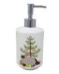 Birman Cat Christmas Ceramic Soap Dispenser , Empty Refillable Hand Soap Pump Bottle for Bathroom Kitchen