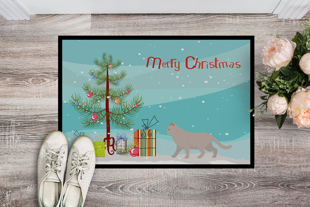 British Shorthair Cat Christmas Doormat Indoor Outdoor 24H X 36W Front Door Mat Rugs for Entryway, Non Slip Washable Low Pile,