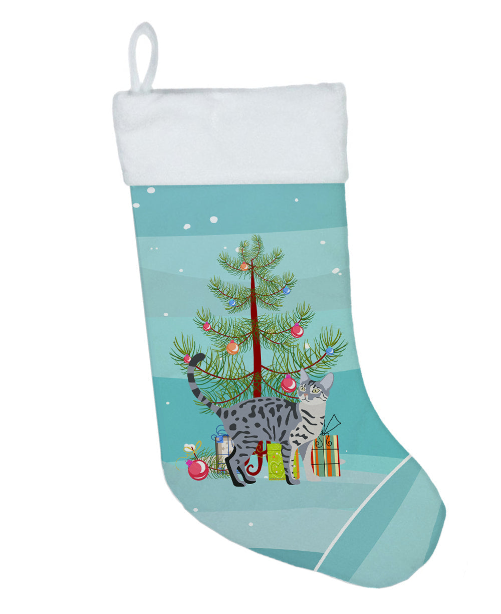 California Spangled Cat Christmas Holiday Stocking Double-Sided Print, Polyester Suede,11x18, Made in USA