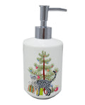 California Spangled Cat Christmas Ceramic Soap Dispenser , Empty Refillable Hand Soap Pump Bottle for Bathroom Kitchen