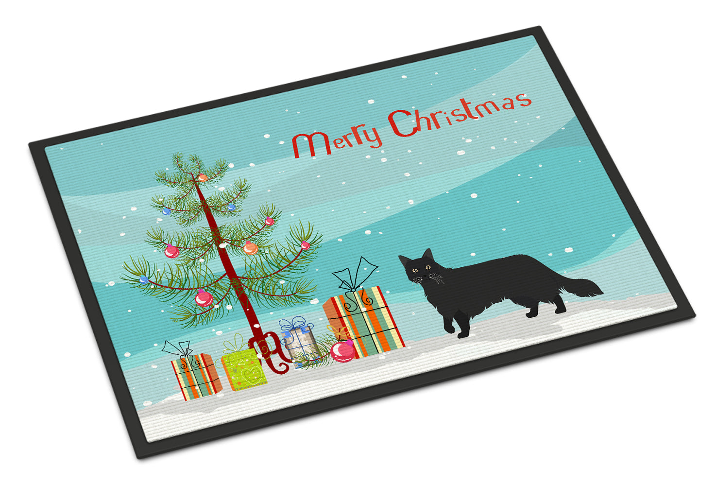 Black Chantilly Tiffany Cat Christmas Doormat Indoor Outdoor 24H X 36W Front Door Mat Rugs for Entryway, Non Slip Washable Low Pile,