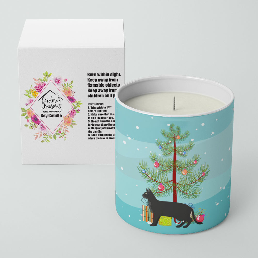 Chausie Black Cat Christmas Decorative Soy Candle Nature Soy Wax Essential Oil Home Decor Ideal for Bedroom Kitchen Bath Office Gift, 10 oz