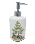 Cheetoh Cat Christmas Ceramic Soap Dispenser , Empty Refillable Hand Soap Pump Bottle for Bathroom Kitchen