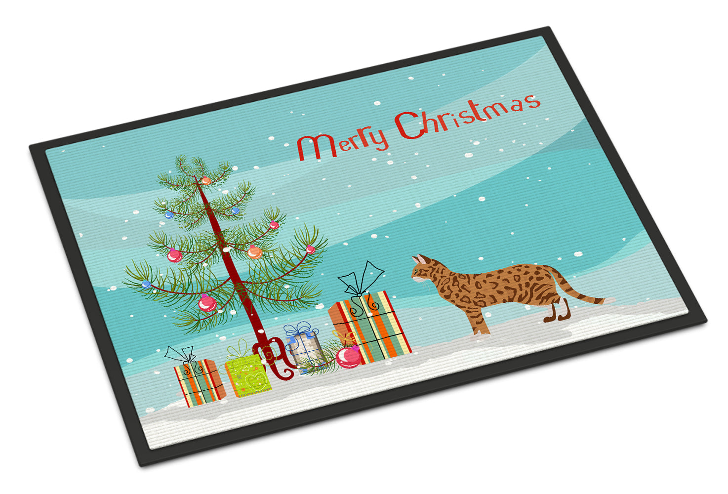 Cheetoh Cat Christmas Doormat Indoor Outdoor 18H X 27W Front Door Mat Rugs for Entryway, Non Slip Washable