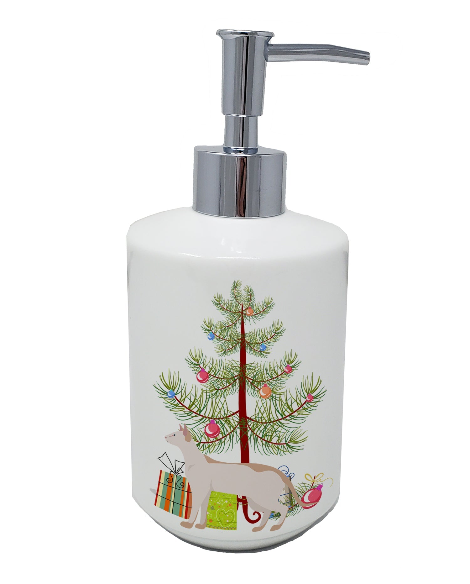 Colorpoint Shorthair Cat Christmas Ceramic Soap Dispenser , Empty Refillable Hand Soap Pump Bottle for Bathroom Kitchen