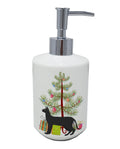Black Cornish Rex Cat Christmas Ceramic Soap Dispenser , Empty Refillable Hand Soap Pump Bottle for Bathroom Kitchen