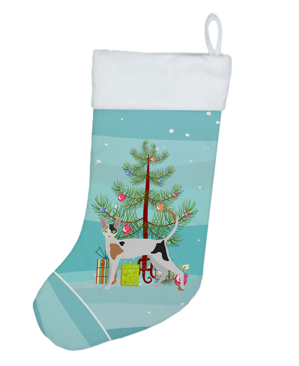 Cornish Rex Cat Christmas Holiday Stocking Double-Sided Print, Polyester Suede,11x18, Made in USA