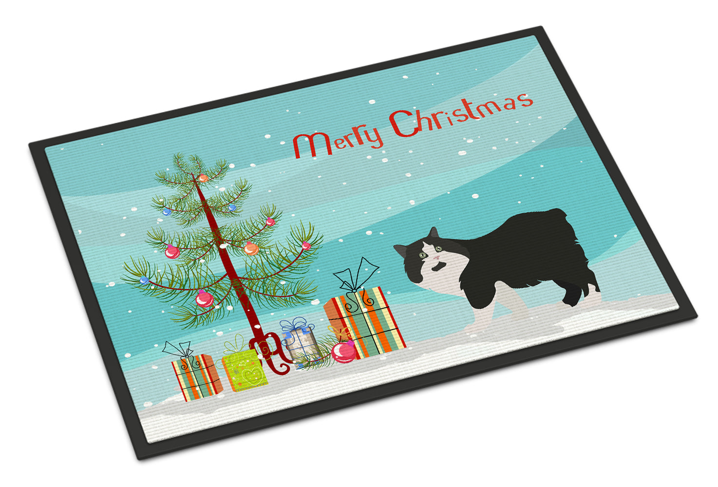 Cymric Cat Christmas Doormat Indoor Outdoor 24H X 36W Front Door Mat Rugs for Entryway, Non Slip Washable Low Pile,