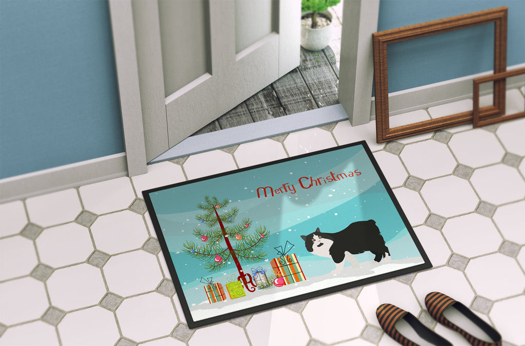 Cymric Cat Christmas Doormat Indoor Outdoor 18H X 27W Front Door Mat Rugs for Entryway, Non Slip Washable