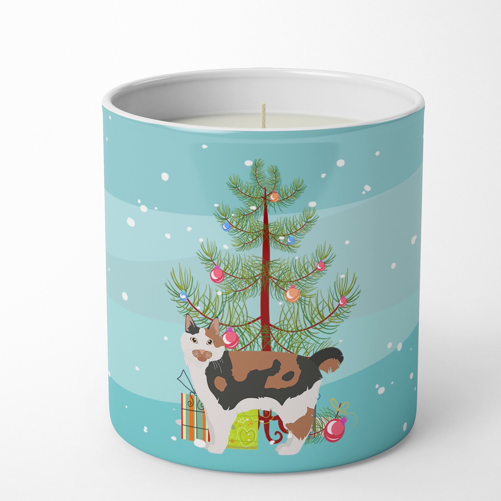 Cymric Cat Christmas Decorative Soy Candle Nature Soy Wax Essential Oil Home Decor Ideal for Bedroom Kitchen Bath Office Gift, 10 oz