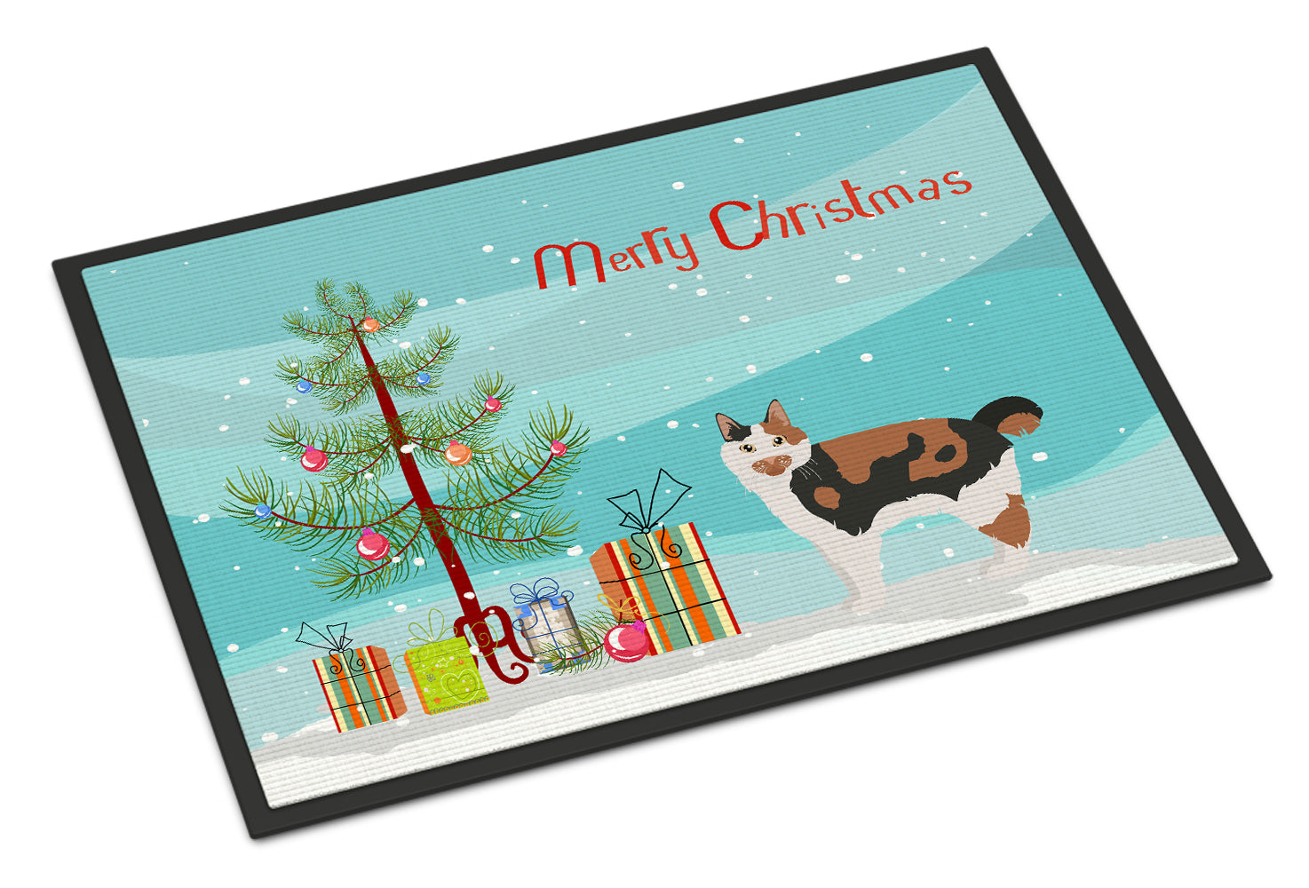 Cymric Cat Christmas Doormat Indoor Outdoor 24H X 36W Front Door Mat Rugs for Entryway, Non Slip Washable Low Pile,