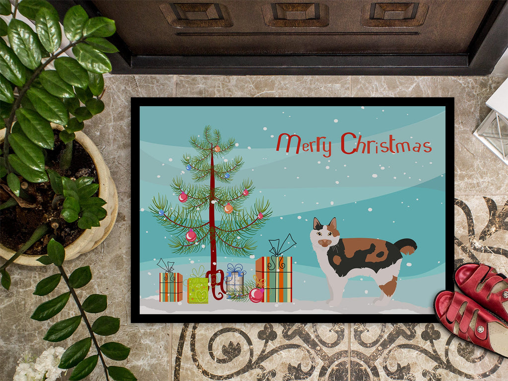 Cymric Cat Christmas Doormat Indoor Outdoor 24H X 36W Front Door Mat Rugs for Entryway, Non Slip Washable Low Pile,