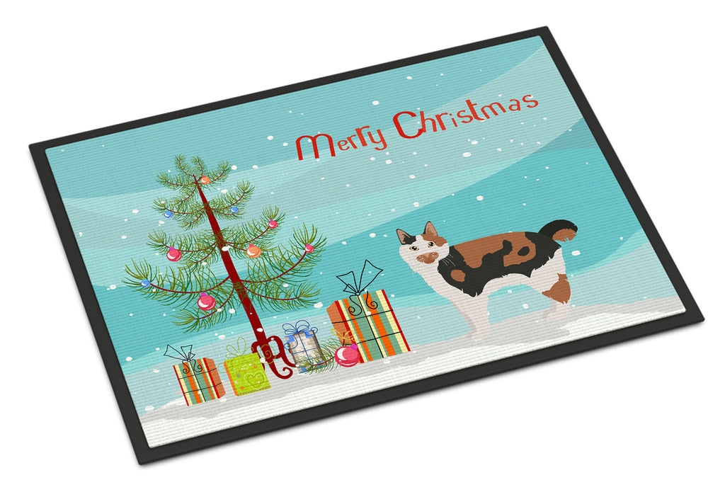 Cymric Cat Christmas Doormat Indoor Outdoor 18H X 27W Front Door Mat Rugs for Entryway, Non Slip Washable