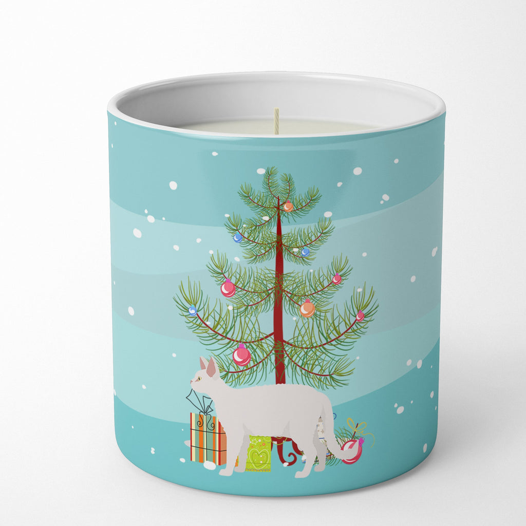 White Devon Rex Cat Christmas Decorative Soy Candle Nature Soy Wax Essential Oil Home Decor Ideal for Bedroom Kitchen Bath Office Gift, 10 oz